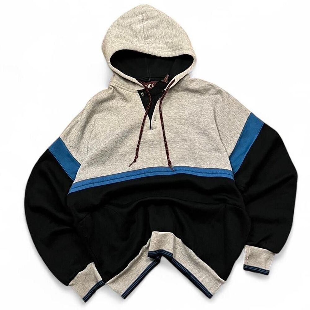 Vintage color block quarter button Pace Men's multi Hoodie